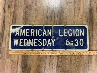 Vintage Metal Two Sided Reflective American Legion Sign