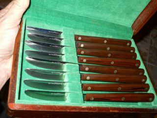 Set Of 8 Vintage Mahogany Cutco Steak Knives - Box - No.  2147079 (47)