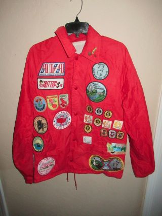 Vintage Red Large Jacket 49 Patches Sac State Hornets Volkssport 70 