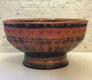 Mid Century Bitossi Aldo Londi Pottery Bowl Red Black Vintage Raymor Italy