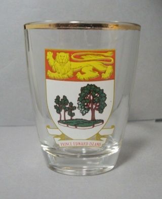 Souvenir Shotglass From Prince Edward Island In Canada With Gold Rim