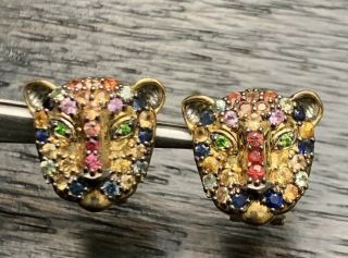 Gems En Vogue Michael Valitutti Gems Lion Earrings 18k Gold Sterling Palladium