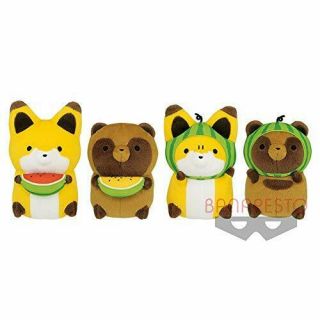 Raccoon & Fox Plush Doll Stuffed Toy 4 Set Tanuki To Kitsune Anime Japan 2019