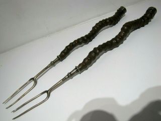 Antique Toasting Forks Scottish Horn Fireside Tools Victorian