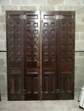 Antique Oak Bifold Double Entrance French Doors 64 Panels 62 X 83 Salvage