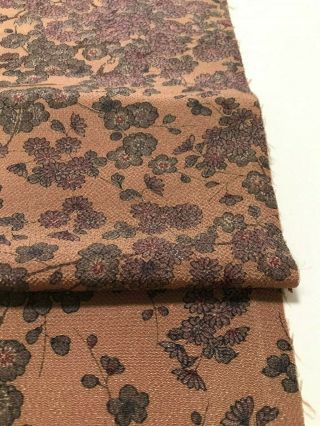 @@154 Cm Japanese Vintage Kimono Silk Fabric/ Smooth Crepe/ Light Brown F235
