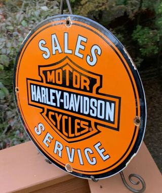 VINTAGE 1950 ' S HARLEY DAVIDSON MOTORCYCLE PORCELAIN GAS SERVICE STATION SIGN 3