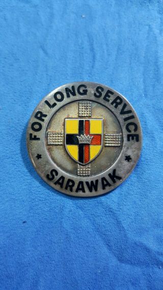 Sarawak For Long Service Pin Badge,  Silver Hallmarked Birmingham 1954 (45mm) Sca