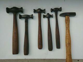 Set Of Six Vintage Jewelers Hammers,  Chasing Forging Repousse Tools