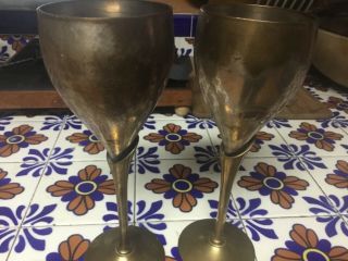 A Set Of 2 Vintage Brass Lead Goblets Made In India Food Safe Patina