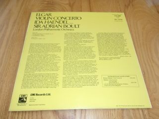 HMV ASD 3598 UK 1st B/W ELGAR - VIOLIN CONCERTO IDA HAENDEL LPO / BOULT NM 3