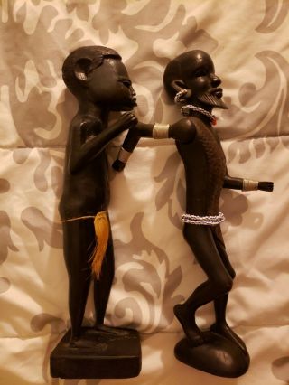 Vintage hand Carved African wooden statues 2