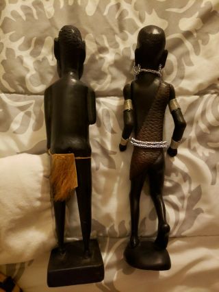Vintage hand Carved African wooden statues 3