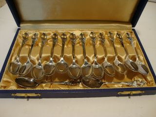 Set of (14) TH Marthinsen Norway 830 Silver Blue Bell Spoons 4 