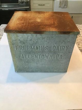 Vintage Milk Man Bottle Dairy Box Freemans Dairy Allentown Pa Lehigh County
