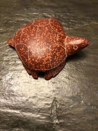 Vintage Native American Indian Made Pipestone Hand Carved Turtle Figurine Signed