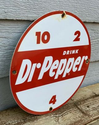 VINTAGE 1950 ' S DR PEPPER PORCELAIN GAS SODA BEVERAGE DRINK SIGN 2