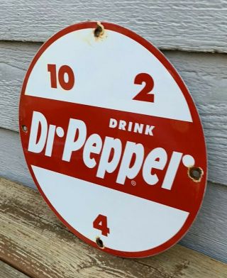 VINTAGE 1950 ' S DR PEPPER PORCELAIN GAS SODA BEVERAGE DRINK SIGN 3
