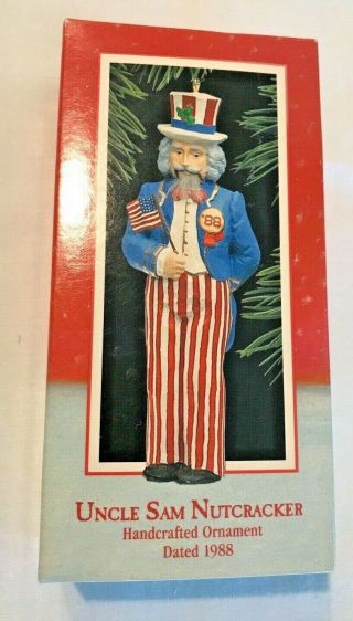 Hallmark Ornament Christmas Uncle Sam Nutcracker America Patriotic Flag 1988 Mib