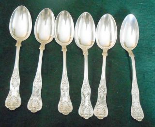 Antique Set Of 6 Sterling Gorham Kings Iii Pattern 1885 Large Tablespoons