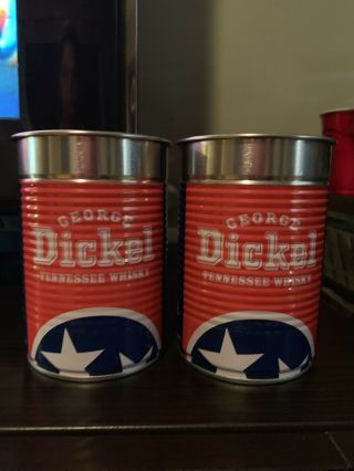Set Of 2 George Dickel Tennessee Whiskey Whisky Metal Cups Cans Tins Dickelade