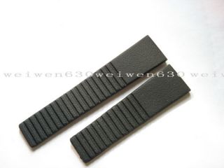 For Alan Silberstein All Black Waterproof Rubber 22mm Watch Band Silicone Strap