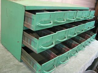 Vintage 1950s EQUIPTO Industrial Metal 18 Drawer Parts Storage Cabinet Steampunk 2