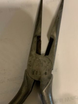 Klein Tools 6 in needle nose pliers/wire cutters 203 - 6 VINTAGE USA MADE 3