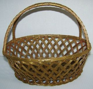 11 " Vintage Brass Wire Basket W/handle