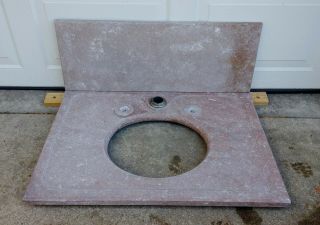 Antique Victorian James B Clow & Sons Pink Marble Sink Vanity Top & Back Splash