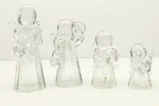 Set 4 Vtg Daum Angel Clear Crystal Candle Holders Christmas Ornaments