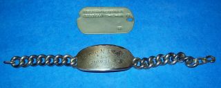 48 Grams Sterling Silver Ww2 Army Id Bracelet,  Dog Tag