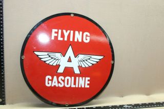 Vintage Flying A Gasoline Station Porcelain Metal Sign Gas Oil