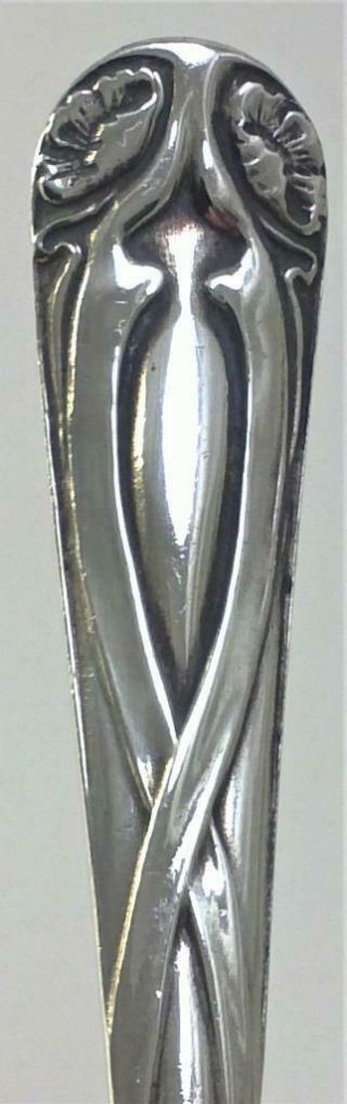 6 Art Nouveau Hallmarked Sterling Silver Spoons In Case (poppy Terminals) – 1904