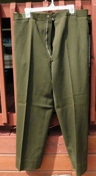 Wwii Ww2 Us Army Officers Green Dress Trousers / Pants Large Size 37 Waist