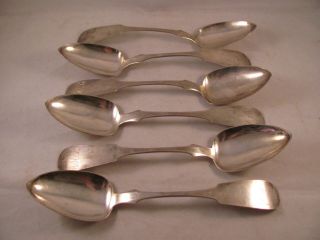 Set 6 Early.  900 Coin Silver Tablespoons Canfield Bro Baltimore Md 9 " 247g 19thc
