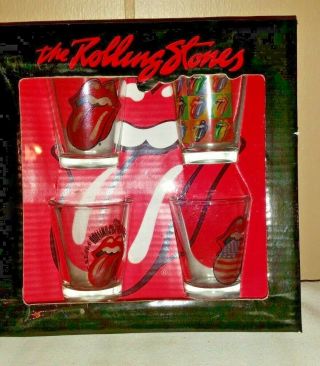 The Rolling Stones 50 Years Collectors Shot Glass Set Of 4 Rare Nip