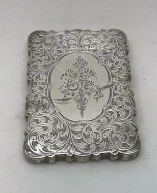 Antique Birmingham English Sterling Silver Engraved Calling Card Case Thos Dones