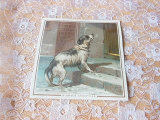 Victorian Christmas Card/de La Rue/dog Barking On Doorstep/no.  330