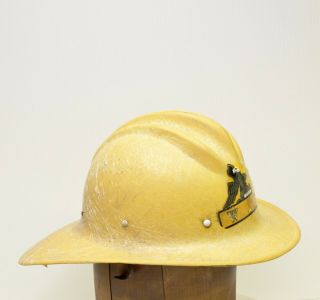 Vintage 1952 Hard Boiled E.  D.  Bullard Fiberglass Fire Fighter Helmet Hat WLFD 2