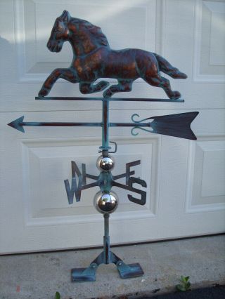 Horse Running Weathervane Antiqued Copper Finish Weather Vane Handcrafted