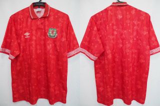 1990 - 1991 Wales Dragons Jersey Retro Vintage Shirt Home Umbro Fifa World Cup Xl