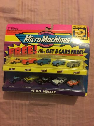Galoob Micro Machines Vintage 1995 5 U.  S.  Muscle 10pc Toy Car Set Nib