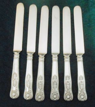 Antique Set Of 6 Sterling Silver Gorham Kings Iii Pattern 1885 Dinner Knives