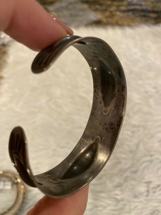 Vintage Navajo Sterling Silver Turquoise Whirling Log Cuff Bracelet 3