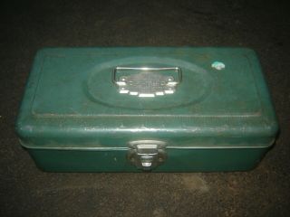 Vintage Green Metal Union Steel Tackle Box Utility Tool Chest Tool Box Usa