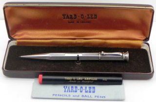 Vintage Solid Silver Yard O Led Propelling Pencil,  London 1955,  Boxed.