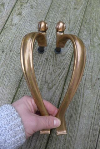 Antique Vintage Large 2x Solid Brass Pull Double Door Handle Project Replacement