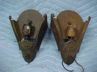 Antique Cast Iron Slip Shade Art Deco Wall Sconce For Restore