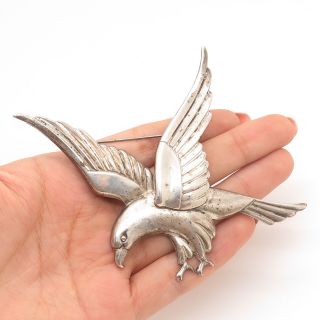 Vtg Mexico 925 Sterling Silver Large Eagle Pin Brooch